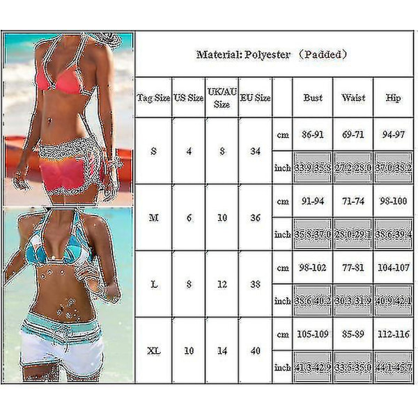 Dame Sports Push Up Bikini Sæt Boy Shorts Hot Pants Badetøj Strandtøj Black S