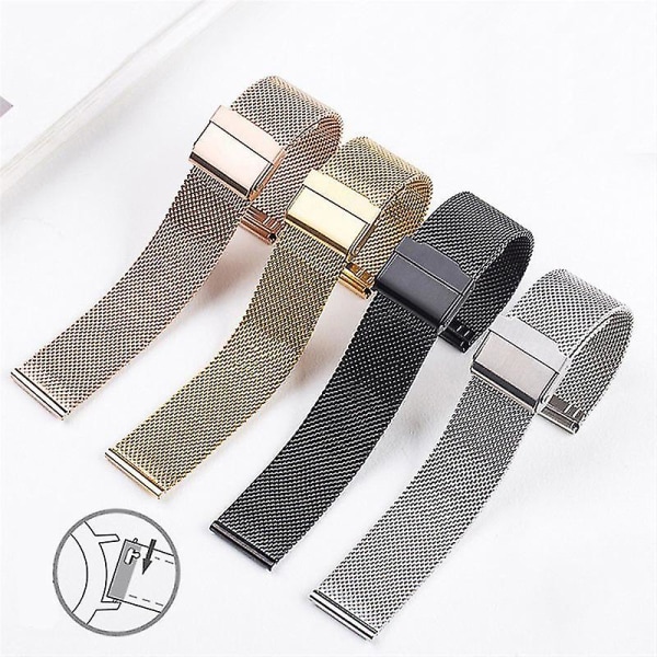 121314151617182022mm Milanese Loop Hurtigutløsning Stålrem Mann Kvinne Mesh Metall Erstatning Armbånd Klokkebånd Rose gold 13mm