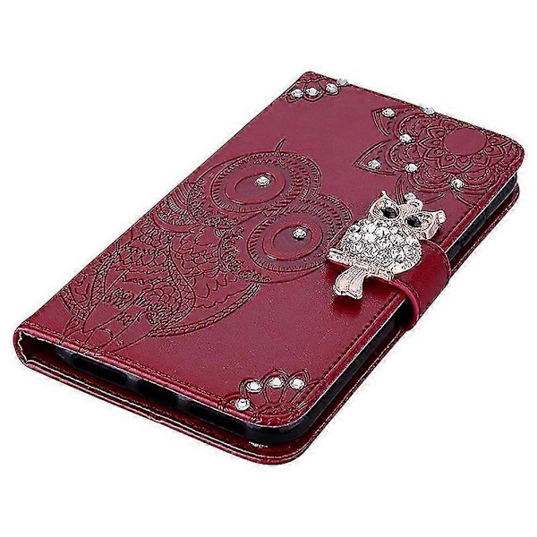 For Samsung Galaxy A15 4G Deksel Rhinestone Dekor Lær Stativ Mobiltelefon Lommebok Deksel Red