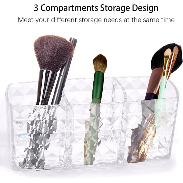 Makeup Brush Opbevaring Klar Akryl 3 Slot Brush Organizer Børste Opbevaringsboks