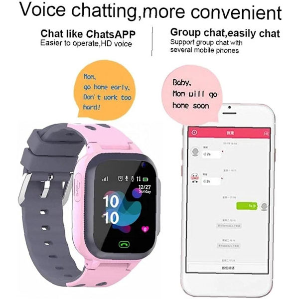 Smartwatch för barn Q16 Vattentät Armbands Spel Smartwatch Plats Tracker med Kamera Alarm Klocka SOS för Pojkar Flickor Rosa