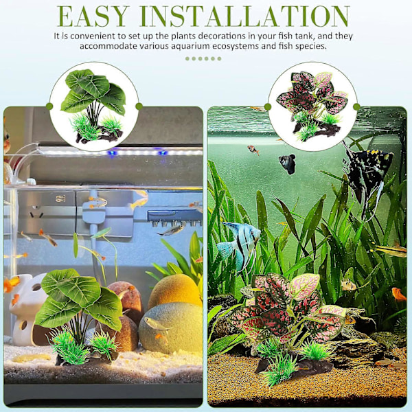 2 stk. Kunstige Akvarieplanter Falske Vannplanter Stammer Plastplanter Landskapsforming Akvariedekorasjoner