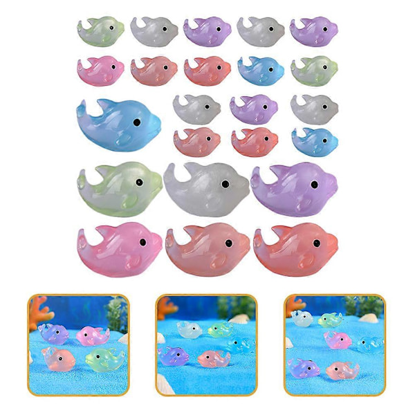 28 stk. Mikrolandskab Delfin Figur Tegneserie Delfin Dekoration Lysende Skrivebord Delfin Dekoration