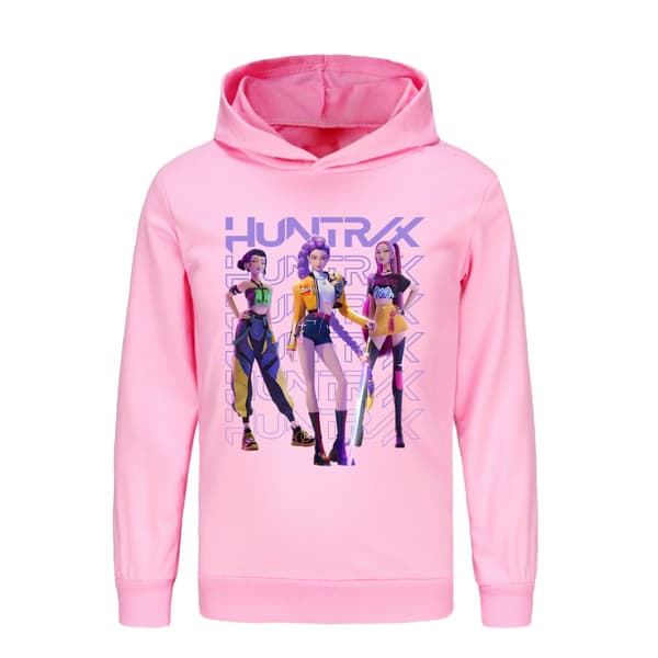 Pink K-pop Devil Hunter Print Hættetrøje, Langærmet Hættetrøje til Drenge og Piger 130cm