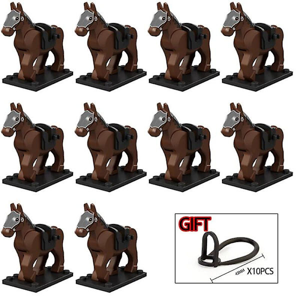 10 stk./LOT Middelalderlig ridder romersk Rohan krigshest dyr byggeklodser actionfigurer legetøj til børn gave Koruit XP1007-1016 XP1014(10PCS)