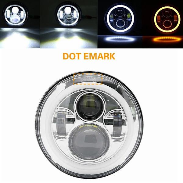 7 tum LED-strålkastare + 4,5 tum dimljus med 7\" fästningsring för Harley Touring Electra Glide Road King Street Glide Chrome headlight 1