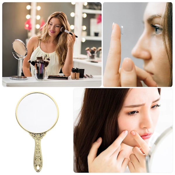 Retro Håndtag Spejl Kvinder Bærbart Makeup Spejl Pige Bære Spejl Kvinder Gave