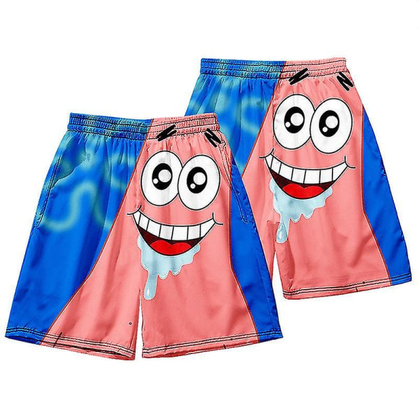 Herre badetøy Patrick Star korte strandshorts bukse hurtigtørkende badetøy badebukse badedrakt surfebrett bukser DK2 M