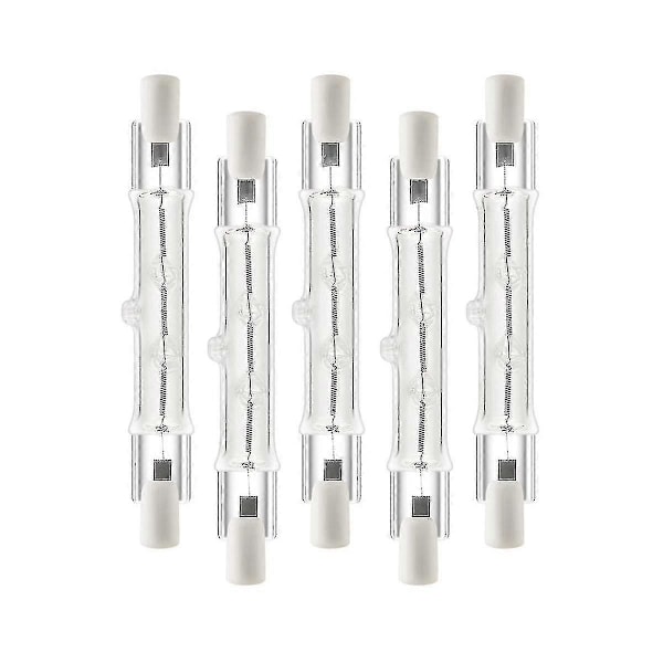 5-pack R7s 118mm 300W 230V, R7s Halogen Linjär Ljuskälla, Dimbar Halogenlampa Kompatibel med Cons