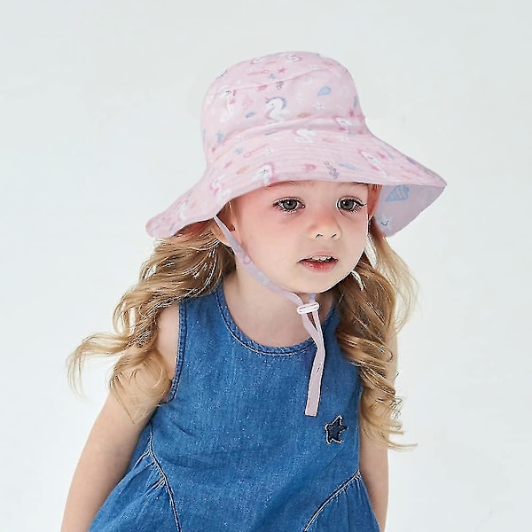 Barnhatt Justerbar Solhatt Andningsbar Strandhatt För Pojkar Flickor_ll Hippocampus 6-24 Months