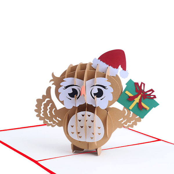 3D Grattiskort Jul Uggla Tredimensionellt Grattiskort Kreativ Pappersskulptur Handgjort Julkort A