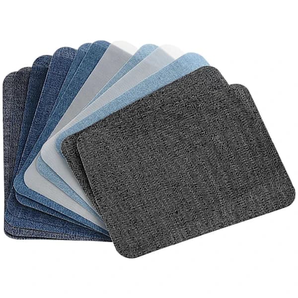 10-pack smältlimsstryklappar för reparation och dekoration av jeans, väskor och hattar.