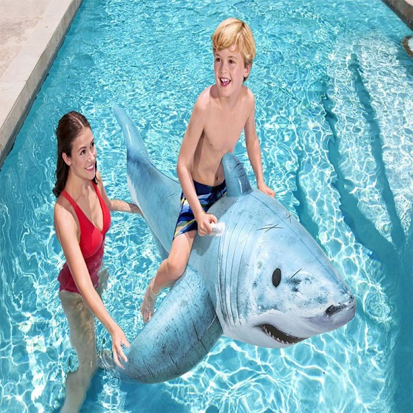 Uppblåsbar badring för vuxna och barn Shark 183*102cm