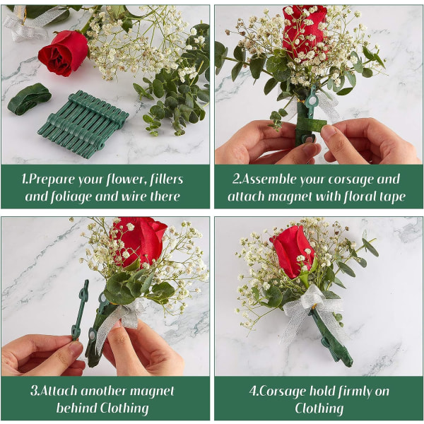 Blomster Boutonniere Magneter Corsage Brocher Magnet til Håndlavet Bryllup Brud Boutonnieres Corsage Flower