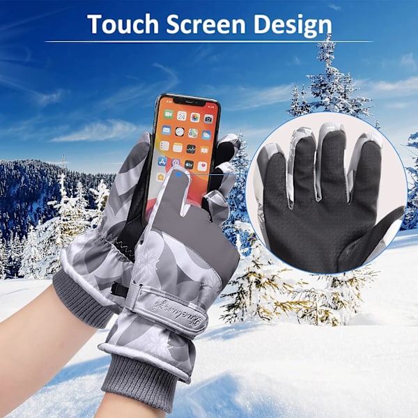 Vandafvisende skiglove, vindtætte, varme, skridsikre, touch screen