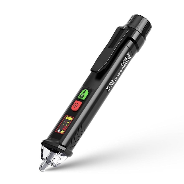 Spændingstester med LED Digital Display, Dobbelt Range 12-1000v AC/48-1000v AC, Kontaktløs Elektrisk Tester Pen Black