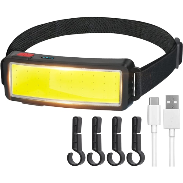 COB LED-strålkastare, kraftfull USB uppladdningsbar huvudlampa, vattentät 2000 lumen strålkastare, arbetsljus