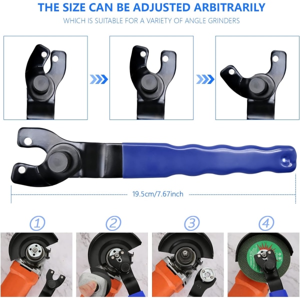 Universal Justerbar Vinkelsliber Nøgle Universal Vinkelsliber Nøgle med Plastgreb, Reparationsværktøj til Vinkelsliber og Bordvinkelsliber