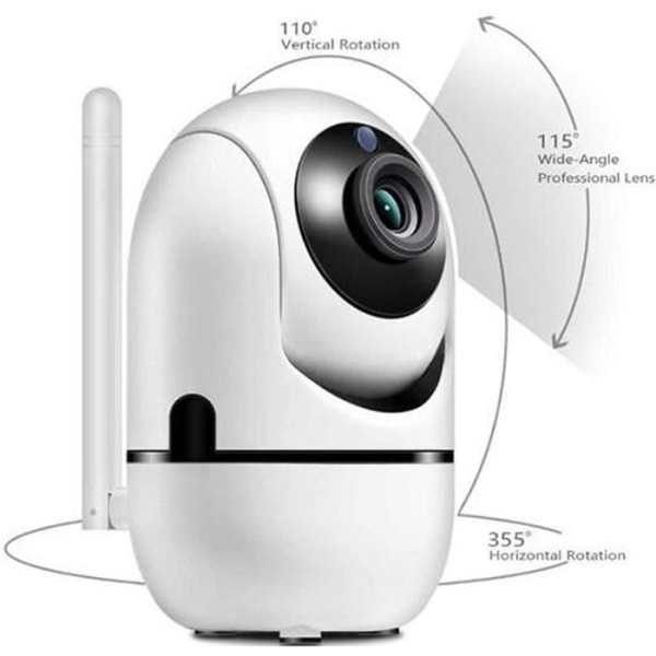 Baby video Wi-Fi kamera HD videokamera med automatisk rörelsedetektor med mörkerseende vit