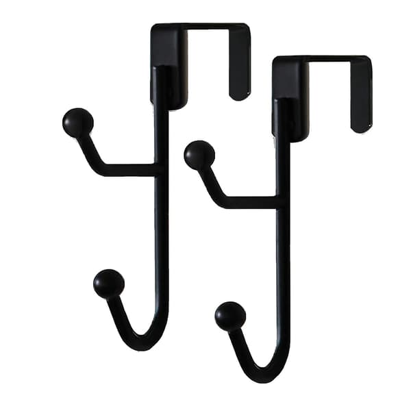 2-pack Dörrkrokar, Slitstark Metall Dubbelhängare för Kläder, Hattar, Rockar, Handdukar