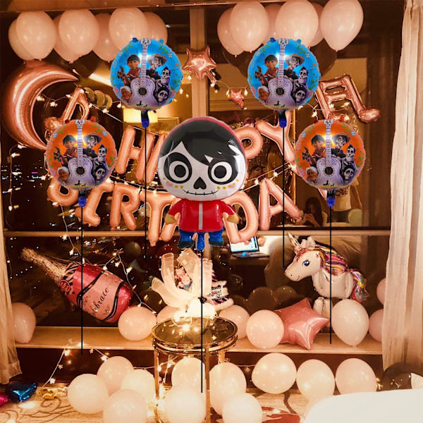 5 kpl Coco Miguel -folioli pallonat, juhlatarvikkeet lasten syntymäpäiväjuhliin