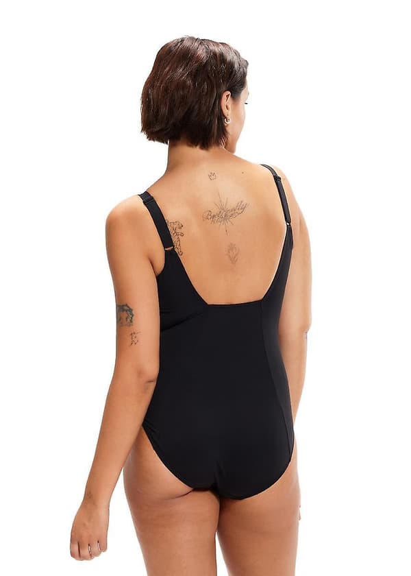 Speedo Shaping CrystalLux Printed Badedragt Sort/Kirsebær - Dame