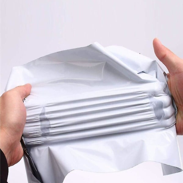 100 stk. Plastposer for Forsendelse, Postkonvolutter, Forsendelsesposer for Emballasje, Oppbevaring, Shopping - Hvit (35 cm x 45 cm + 5 cm)
