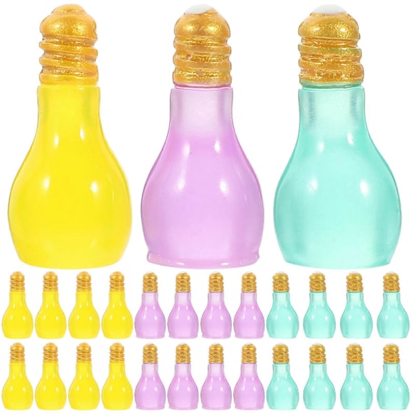 30 stk. Miniatyre pærer i resin, DIY pærevedhæng, fluorescerende mini lyspære pynt