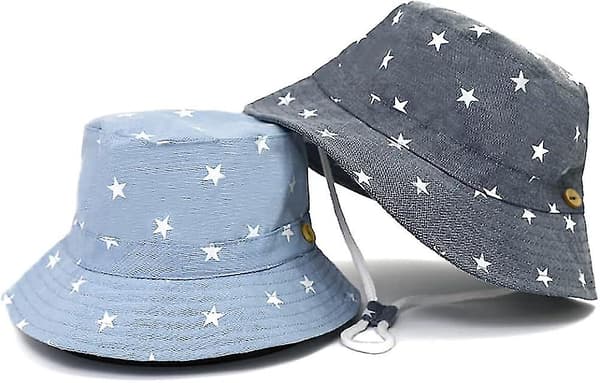 Børne Spandhat Justerbar Solhat Åndbar Strandhat Til Drenge Piger_ll Star Denim 2-4 Years