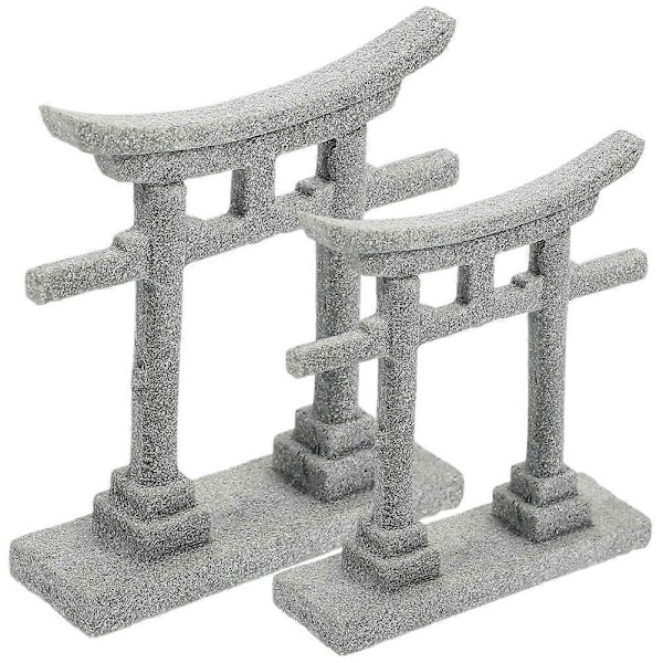 2 stk. Torii-port for hagesimulering, ornament, akvarielandskap, rekvisitt, sandbord, mikro-landskapsdekorasjon