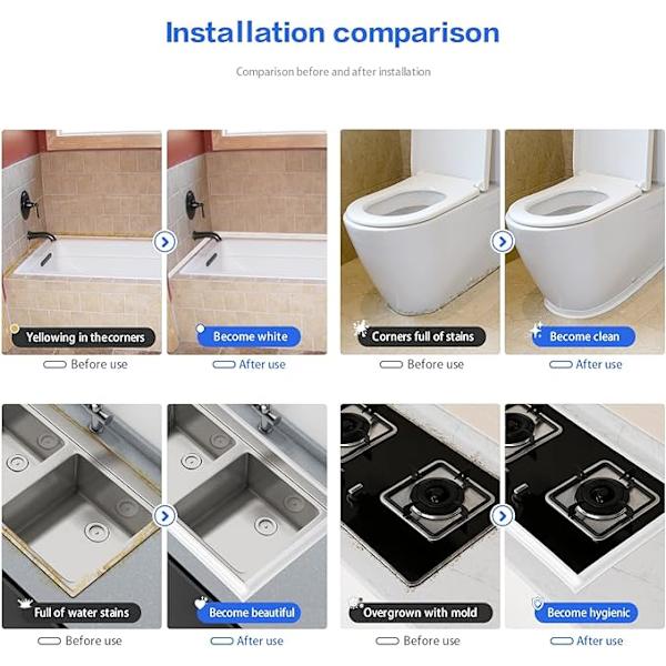 Baderomstetting, Badekarforsegling, Selvklebende Fleksibel Sokkellist, Selvklebende Vanntett Stripe, Vanntett og Limende Tetningsstripe