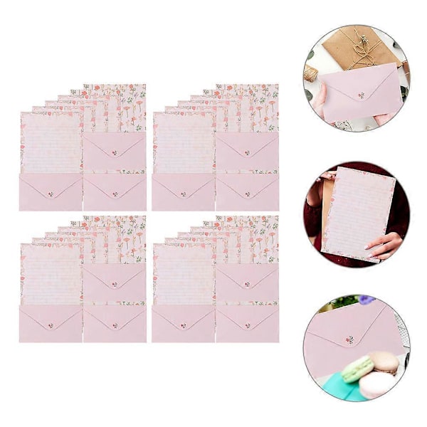 4 Set Dekorativa Brevpapper Kuvert Set Hälsningsbrev Papper Kit Brevpapper Kit A5 Brevpapper Set