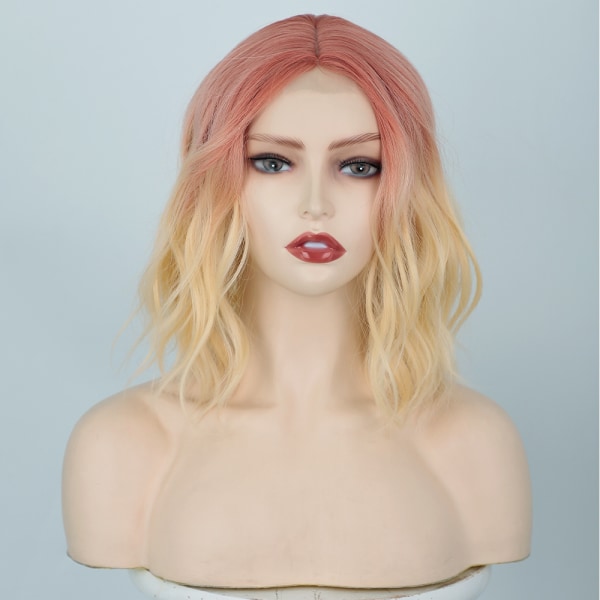 Blond gradient röd peruk för kvinnor