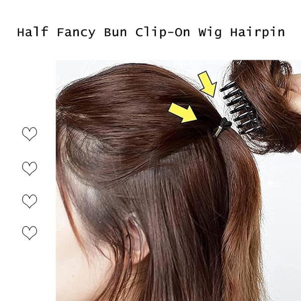 1 Hair Bun Clips för peruker Semi Fancy lockigt hår Clips