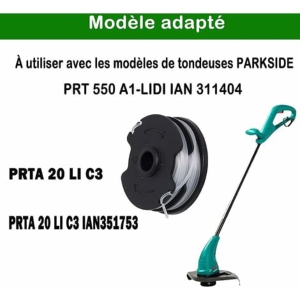 Sett med 6 erstatningsspoler for Parkside PRTA 20-Li C3 IAN351753 batteridrevet buskryss