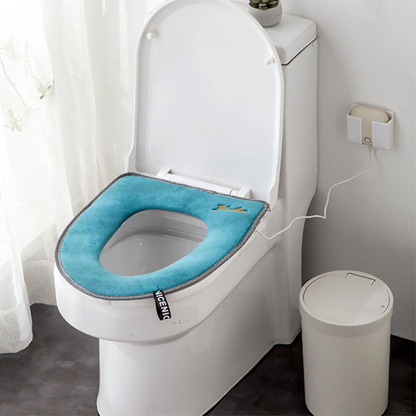 2023 USB Intelligent Opvarmet Toiletklap, Powerbank (medfølger ikke) Toiletklapdæksel, Varmt Pude, Varmt Toiletklapdæksel, Vinter Toiletklap Blue