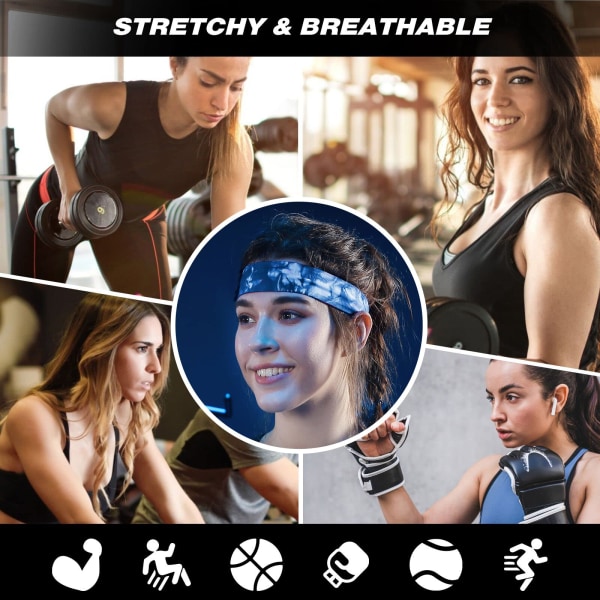 Pack Sports pandebånd til mænd, skridsikkert hårbånd atletisk pandebånd, fugttransporterende svedbånd til løb Yoga Cykling Fitness
