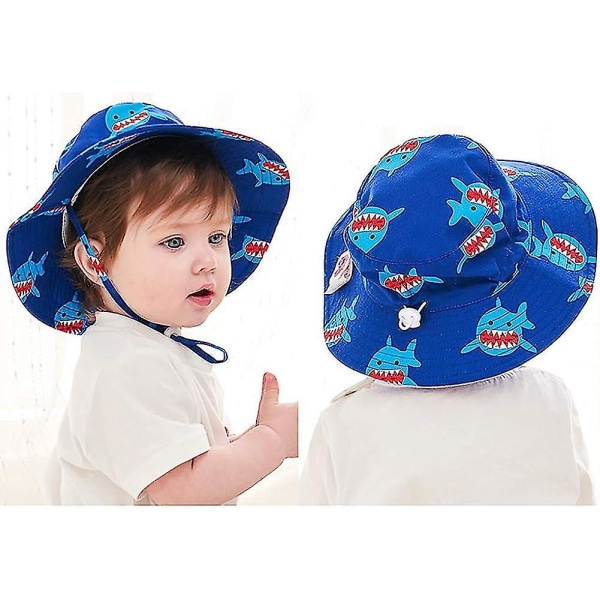 Barnebøttehatt Justerbar Solhatt Pustende Strandhatt For Gutter Jenter_ll Shark 12-24 Months