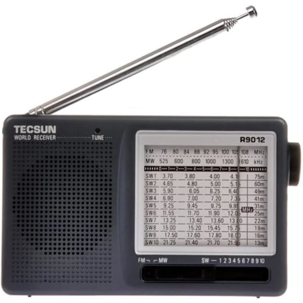 R-9012 bærbar digital kortbølgeradio AM/FM/SW(1-10) 12-bånds modtagermodtager (UK-9012)