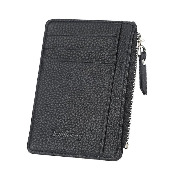 Kreditkortsplånbok, Rfid-blockerande dragkedja i äkta läder Stöldskyddad slimmad plånbok för män och kvinnor