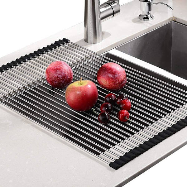 Rulleop Dish Rack, 100% BPA Fri, Foldbar Vaskestativ