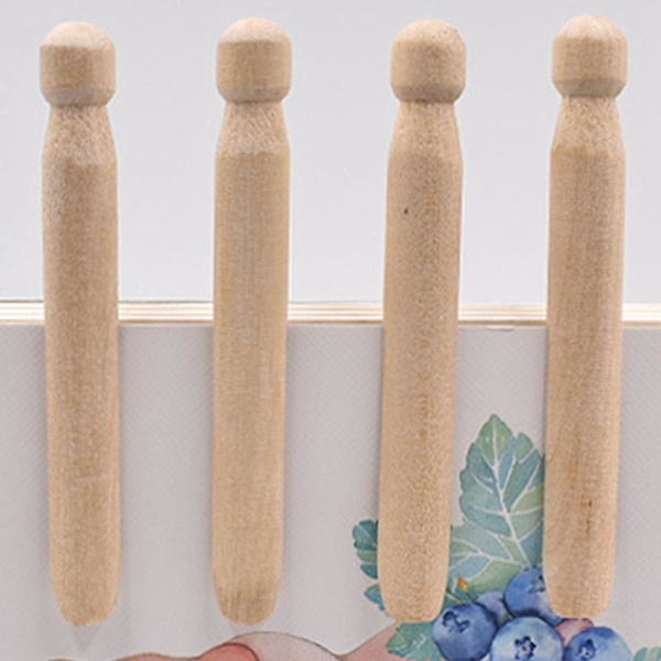 Pyöreät puiset pyykkipojat vanhan koulukunnan 50 kpl pyöreät pyykkipojat säänkestävät nuket Wood color