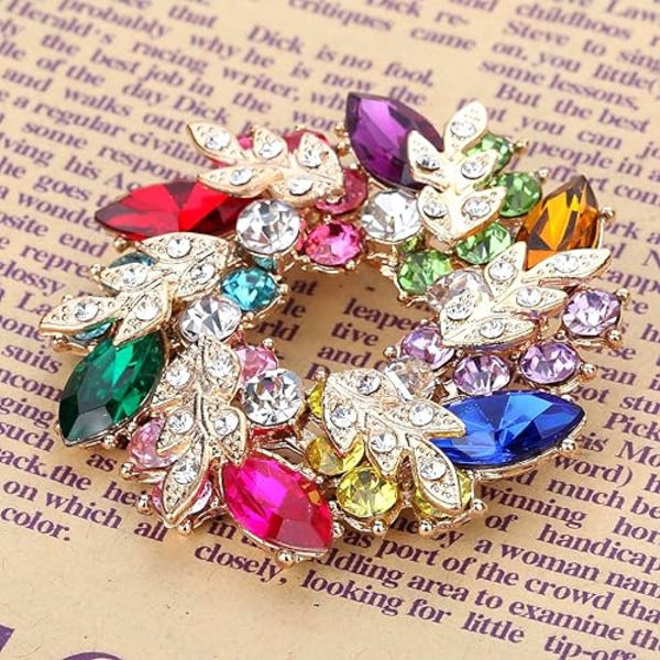 Flerfärgad Rhinestone Kristall Förgylld Bukett Dam Brosch