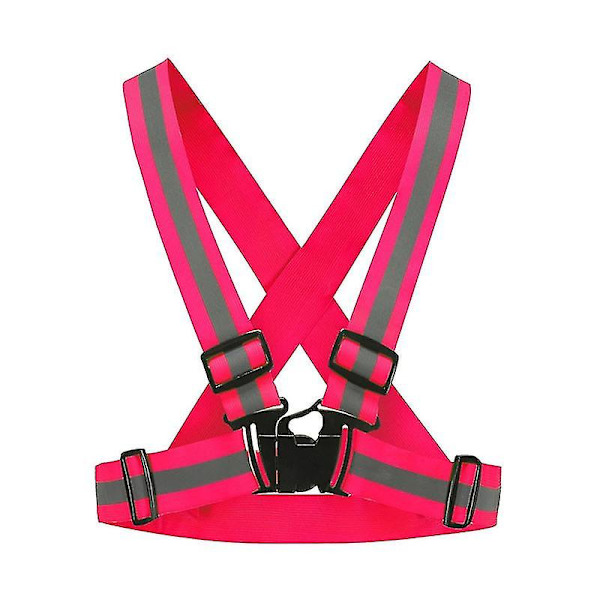 Reflekterende Vest Unisex Høy Synlighet Justerbar Sikkerhetsvest Elastisk Stripe Sikkerhet Trafikk Natt Arbeid Løping Sykling Vest Rose Red Gray