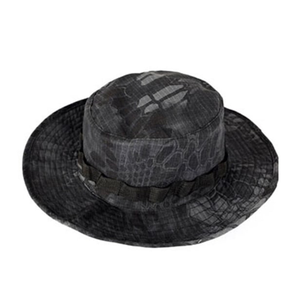 Kamouflage Taktisk Keps Militär Booniehatt US Army Kepsar Camo Män Utomhussporter Solhatt Fiske Vandring Jakt Hattar Tw Black python-01