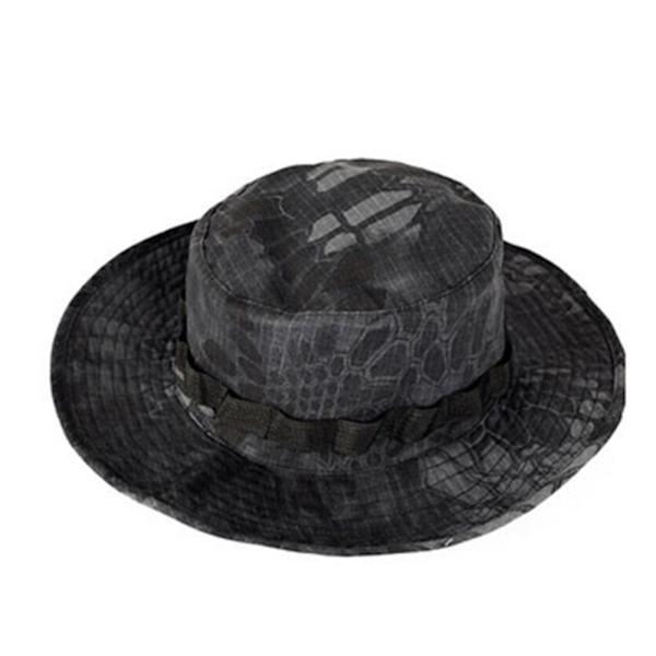 Kamuflasje Taktisk Caps Militær Boonie Hat US Army Caps Camo Menn Utendørs Sport Sol Bucket Cap Fiske Vandring Jakt Hatter Tw Black python-01