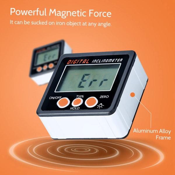 Digitaalinen LCD-kulmamittari kallistusmittari 0-360° Elektroninen kulmamittari Alumiiniseoskuori Digitaalinen viistelaatikko Kulmamittari Magneettinen mittauspohja