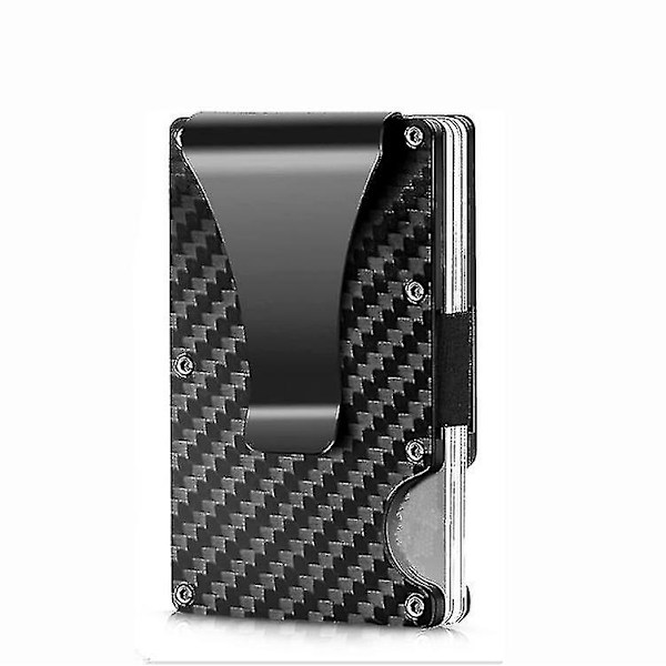 Kulfiber Tegnebog, RFID Blokerende Minimalistisk Tegnebog, Metal Pengeclips Tegnebog