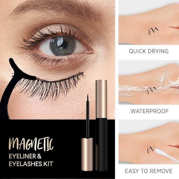 Oppgradert magnetisk eyeliner- og vippekit 2020, magnetiske vipper med eyeliner, falske vipper 5 par med pinsett