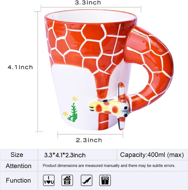 3D Håndmalt Keramisk Kaffekrus med Dyremønster (Giraff)
